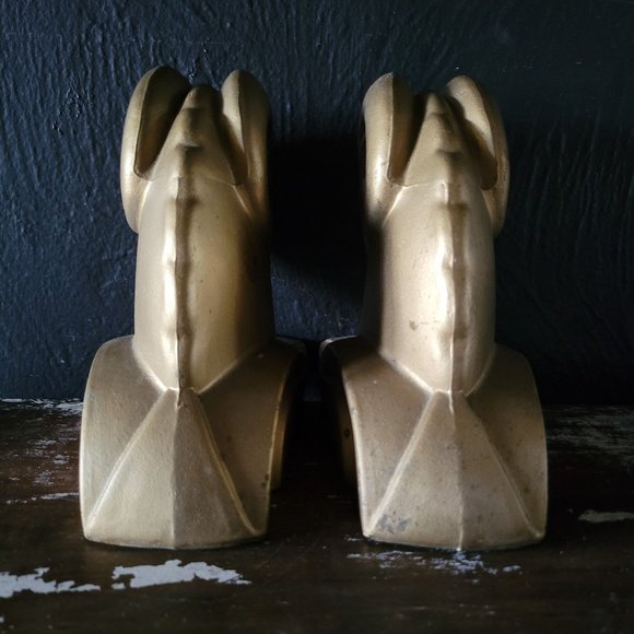 Vintage Art Deco Ram's Head Bookends, Art Deco Library Decor c. 1930s - Picture 4 of 11